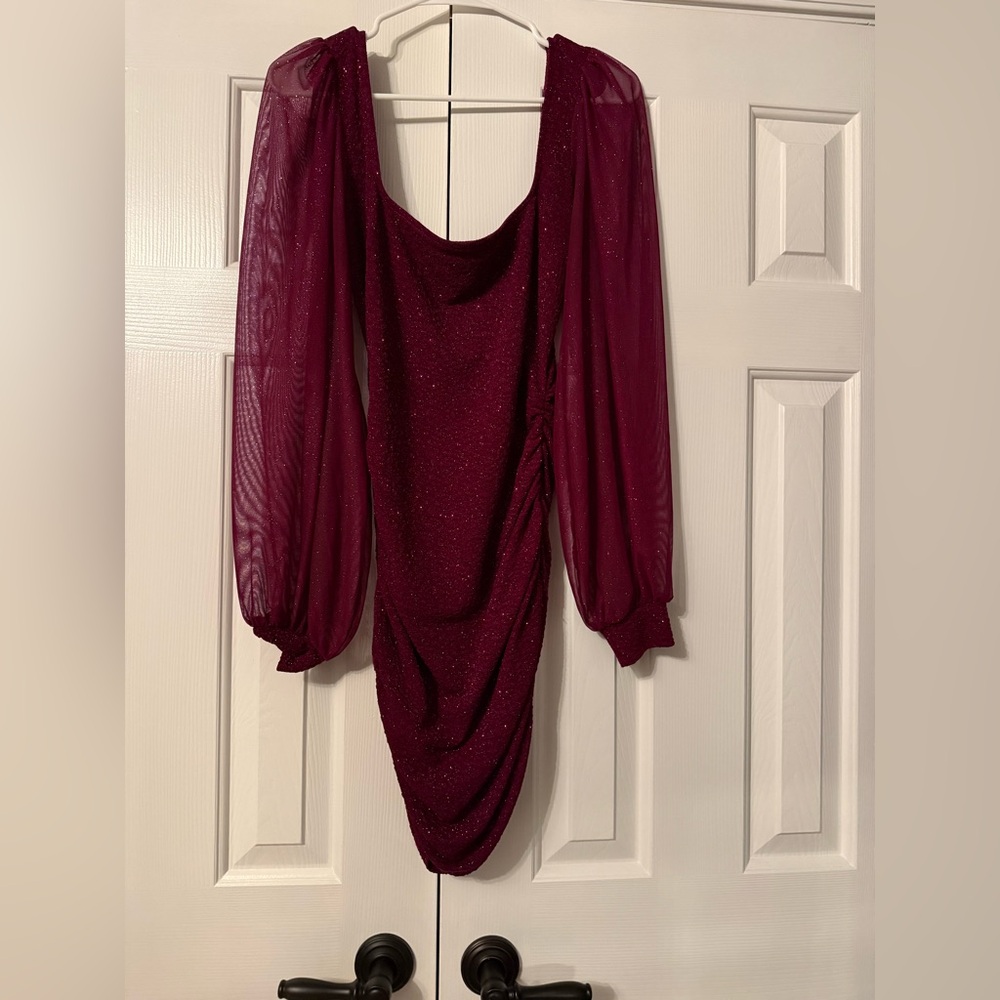 Windsor Deep Red Long Sleeve Dress